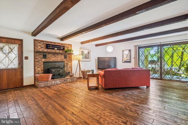 Fireplace, Interior, Living room, Stone Walls, Wooden Beams, Wood Texture Flooring