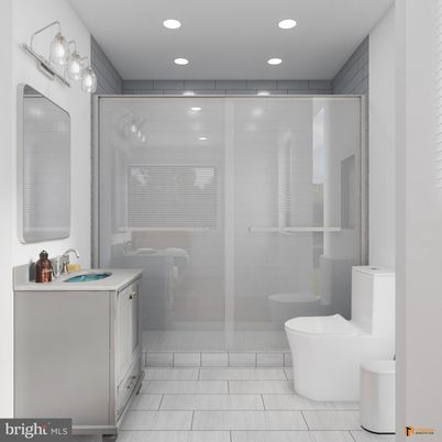 Bathroom, Glass Shower, Interior, Recessed Lighting