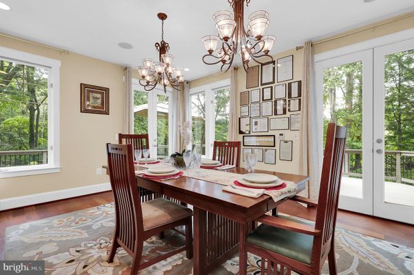 Chandelier, Dining room, Interior, Wood Texture Flooring