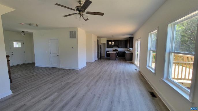Interior, Kitchen, Pendant Lights, Wood Texture Flooring