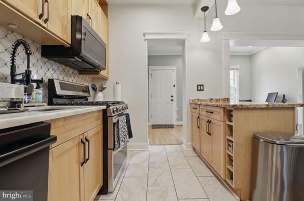 Interior, Kitchen, Marble, Pendant Lights, Stainless Steel Appliances