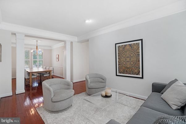 Dining room, Interior, Living room, Pendant Lights, Recessed Lighting, Wood Texture Flooring