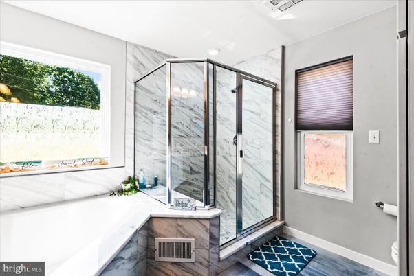 Bathroom, Glass Shower, Interior, Marble Walls