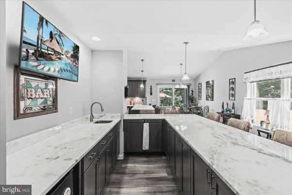 Interior, Kitchen, Pendant Lights, Recessed Lighting, Wood Texture Flooring