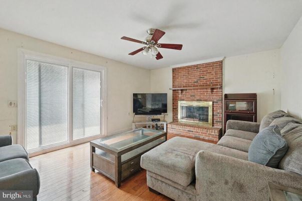 Fireplace, Interior, Living room, Stone Walls, Wood Texture Flooring
