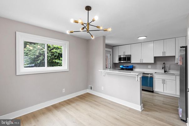 Interior, Kitchen, Pendant Lights, Stainless Steel Appliances, Wood Texture Flooring