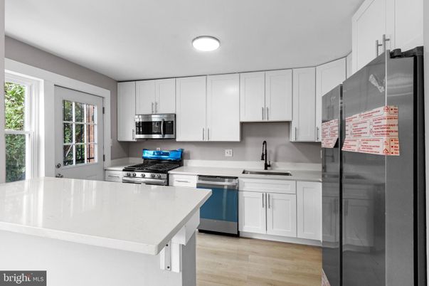 Interior, Kitchen, Stainless Steel Appliances, Wood Texture Flooring