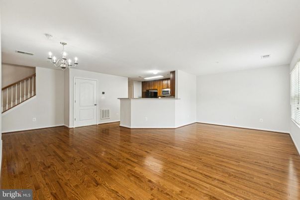 Chandelier, Empty room, Interior, Kitchen, Wood Texture Flooring