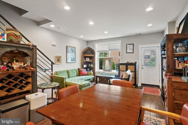 Dining room, Interior, Living room, Recessed Lighting, Wood Texture Flooring