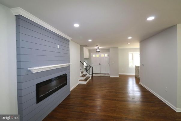 Fireplace, Interior, Recessed Lighting, Wood Texture Flooring