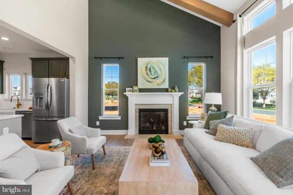 Fireplace, Interior, Kitchen, Living room, Recessed Lighting, Wood Texture Flooring