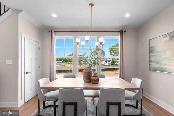 Chandelier, Dining room, Interior, Pendant Lights, Recessed Lighting, Wood Texture Flooring