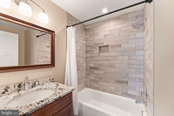 Bathroom, Interior, Recessed Lighting, Stone Walls