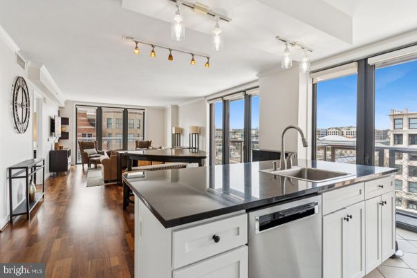 Interior, Kitchen, Living room, Stainless Steel Appliances, Wood Texture Flooring