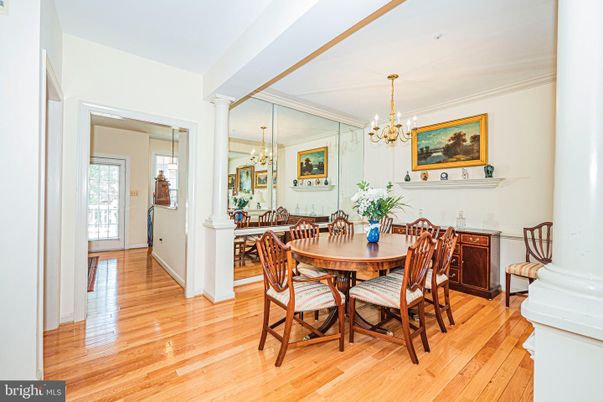 Chandelier, Dining room, Interior, Wood Texture Flooring