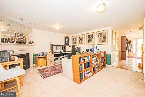Fireplace, Home Office, Interior, Wood Texture Flooring