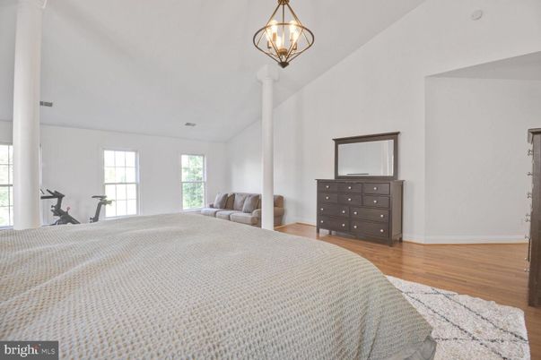 Bedroom, Chandelier, Interior, Pendant Lights, Wood Texture Flooring