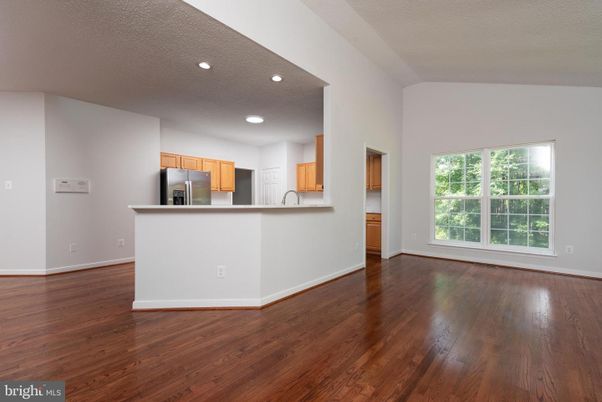 Empty room, Interior, Kitchen, Recessed Lighting, Wood Texture Flooring