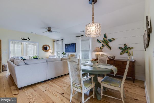 Dining room, Interior, Living room, Pendant Lights, Wood Texture Flooring