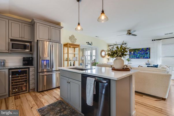 Interior, Kitchen, Pendant Lights, Stainless Steel Appliances, Wood Texture Flooring