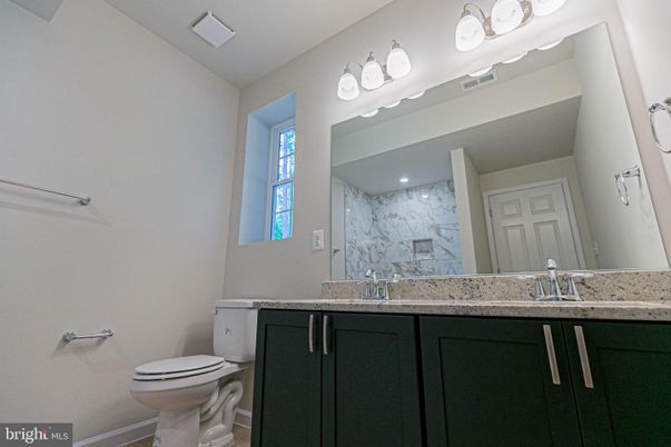 Bathroom, Interior, Marble Walls, Recessed Lighting