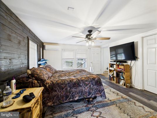 Bedroom, Interior, Stone Walls, Wood Texture Flooring