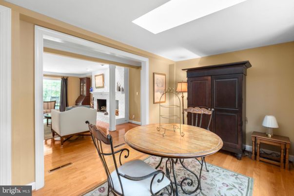 Dining room, Fireplace, Interior, Living room, Wood Texture Flooring