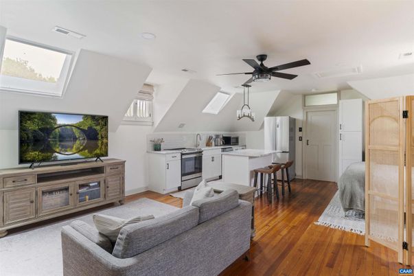 Interior, Kitchen, Living room, Pendant Lights, Recessed Lighting, Wood Texture Flooring