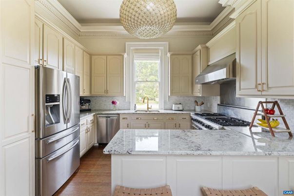 Interior, Kitchen, Stainless Steel Appliances, Wood Texture Flooring