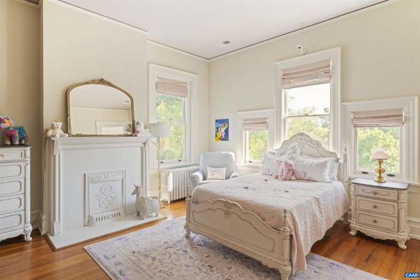 Bedroom, Fireplace, Interior, Wood Texture Flooring