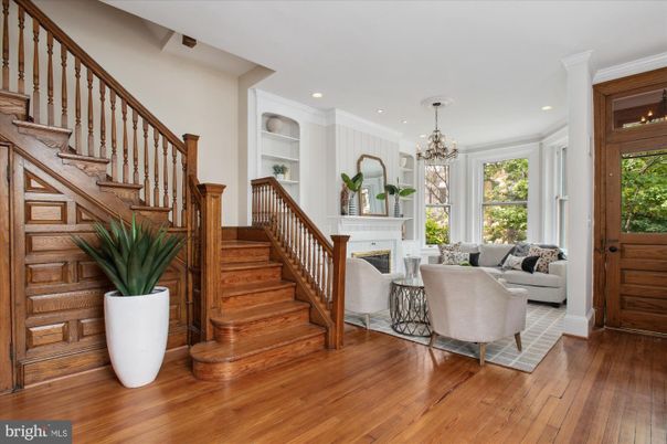 Chandelier, Fireplace, Interior, Living room, Recessed Lighting, Wood Texture Flooring