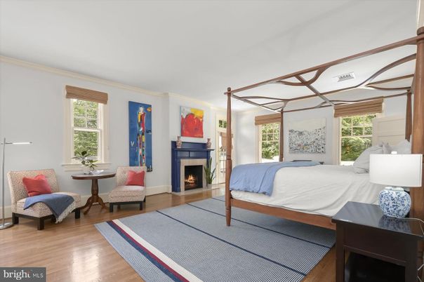 Bedroom, Fireplace, Interior, Wood Texture Flooring