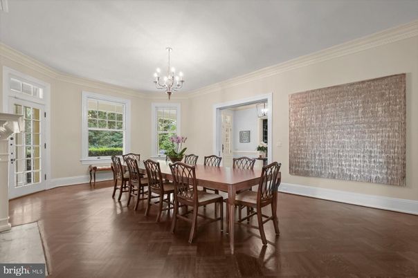 Chandelier, Dining room, Interior, Wood Texture Flooring