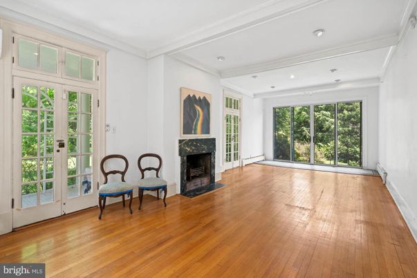 Empty room, Fireplace, Interior, Recessed Lighting, Wood Texture Flooring