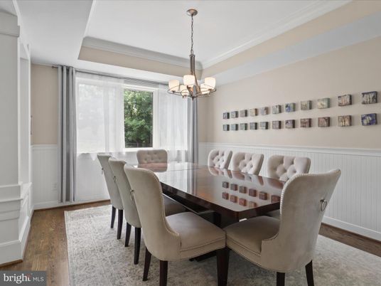 Chandelier, Dining room, Interior, Wood Texture Flooring