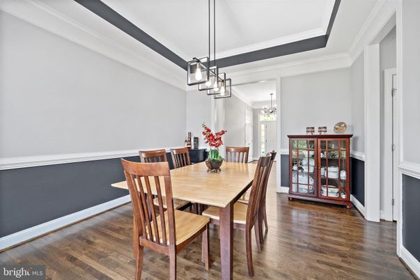 Chandelier, Dining room, Interior, Pendant Lights, Wood Texture Flooring