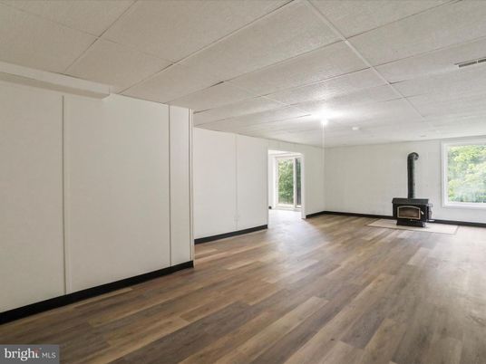 Empty room, Fireplace, Interior, Recessed Lighting, Wood Texture Flooring