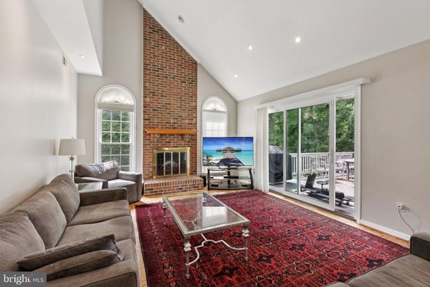 Fireplace, Interior, Living room, Recessed Lighting, Stone Walls