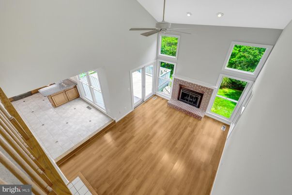 Empty room, Fireplace, Interior, Recessed Lighting, Wood Texture Flooring