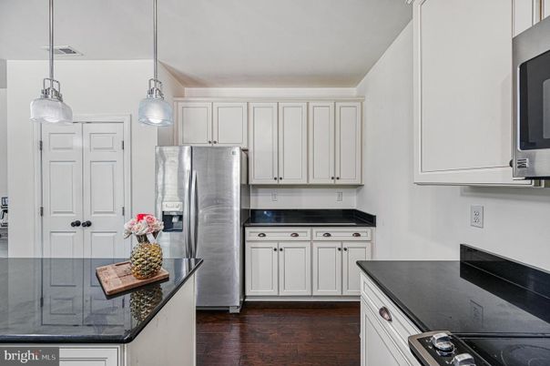 Interior, Kitchen, Pendant Lights, Stainless Steel Appliances, Wood Texture Flooring