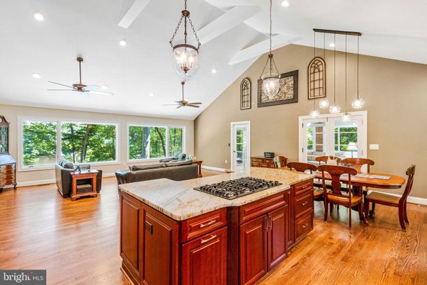 Dining room, Interior, Kitchen, Living room, Pendant Lights, Recessed Lighting, Wood Texture Flooring