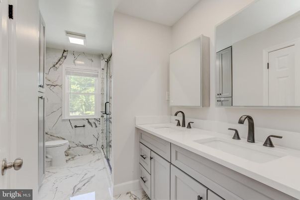 Bathroom, Dual Sink Vanities, Interior, Marble, Marble Walls