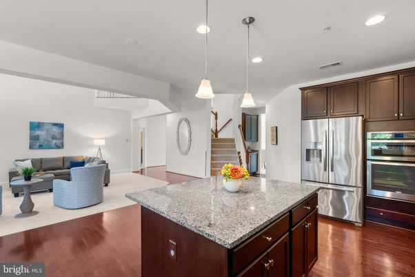 Interior, Kitchen, Living room, Pendant Lights, Recessed Lighting, Stainless Steel Appliances, Wood Texture Flooring