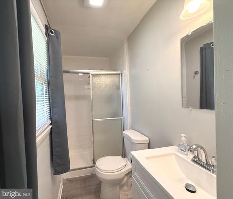 Bathroom, Glass Shower, Interior, Wood Texture Flooring