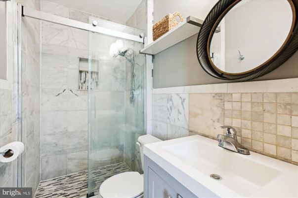Bathroom, Glass Shower, Interior, Marble Walls