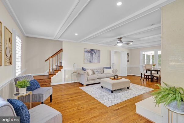 Dining room, Interior, Living room, Recessed Lighting, Wood Texture Flooring