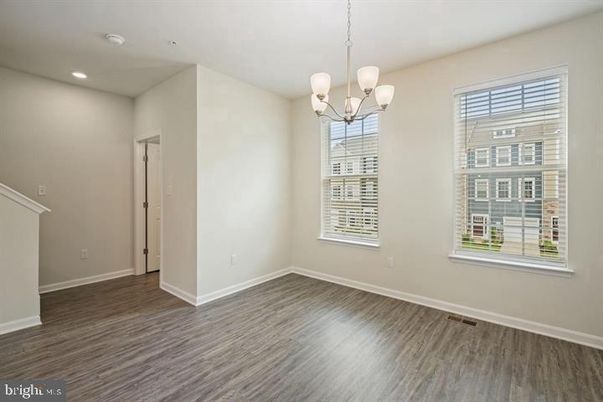 Chandelier, Empty room, Interior, Recessed Lighting, Wood Texture Flooring