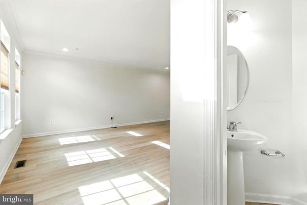 Bathroom, Empty room, Interior, Recessed Lighting, Wood Texture Flooring