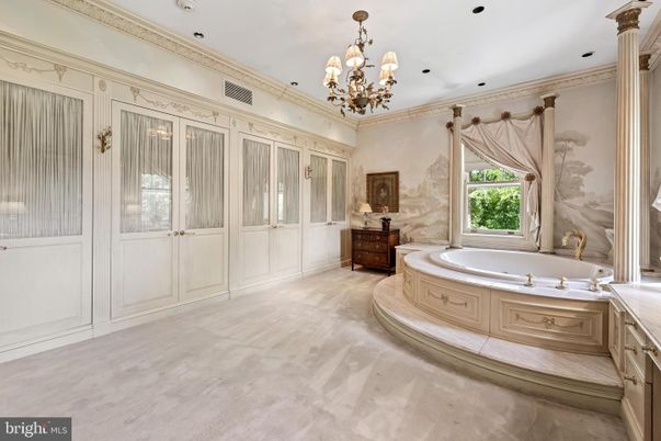 Bathroom, Chandelier, Interior, Recessed Lighting