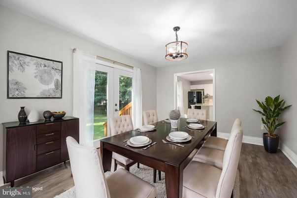 Chandelier, Dining room, Interior, Wood Texture Flooring